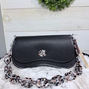 Coachtopia Wavy Dinky CK113 Black w/ Tortoise Chain with Dust Bag‎ and Crossbody